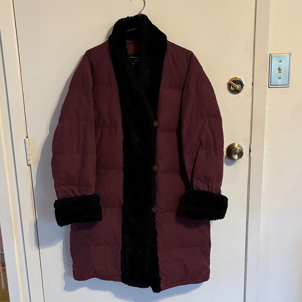 Vintage Plum and faux fur winter coat